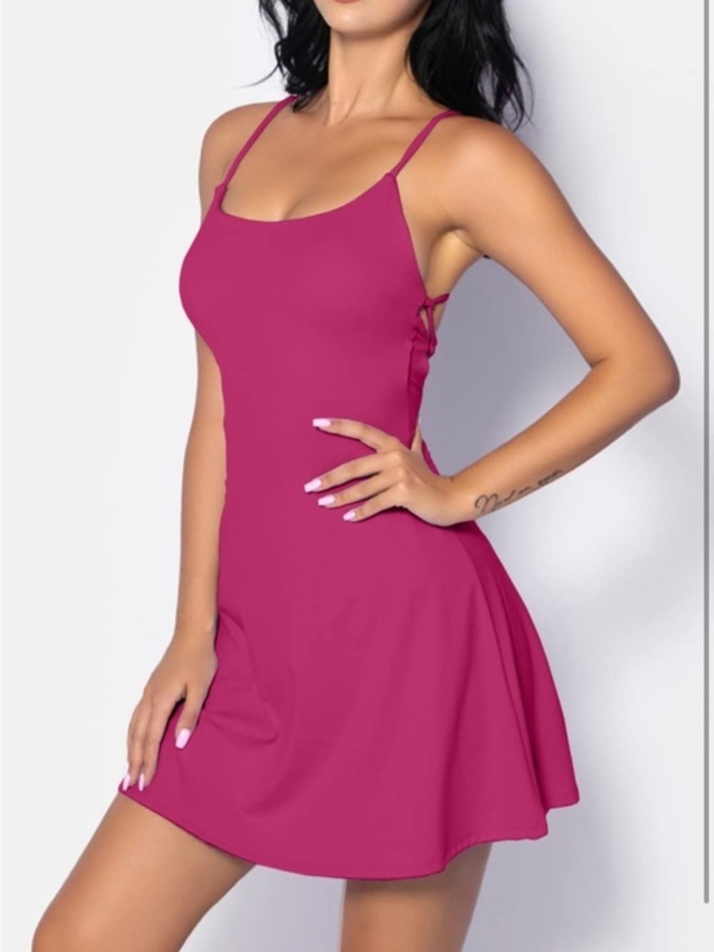 Active Dress Open Tie Back Medium Like New 2 piece set Shorts included Sporty
